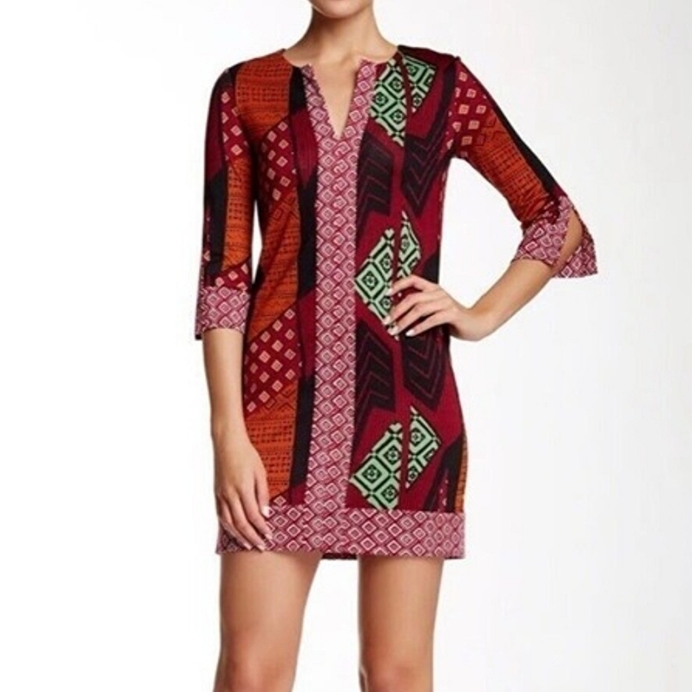 DIANE VON FURSTERNBERG 'Rose' Silk Tunic Dress Size 10 Tribal Print Mini